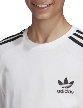 Camiseta Adidas 3Stripes LS Blanco/Negro Niño