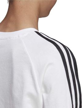 Camiseta Adidas 3Stripes LS Blanco/Negro Niño