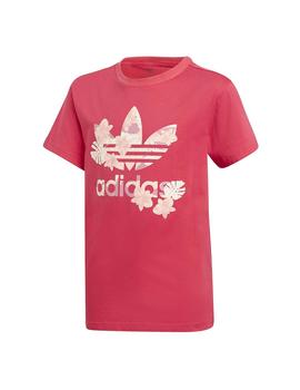 Camiseta Adidas Trébol Estampado Fucsia Niña