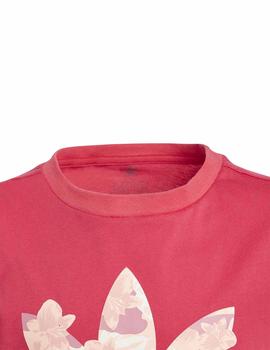 Camiseta Adidas Trébol Estampado Fucsia Niña