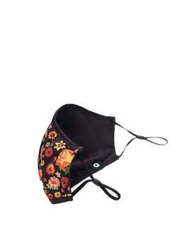 Mascarilla Desigual Flowers Reversibl Flores/Negro