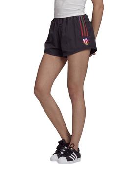 Short Adidas Adicolor 3D Trefoil Negro Mujer