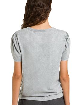 Camiseta Naf Naf OMessage Gris Mujer