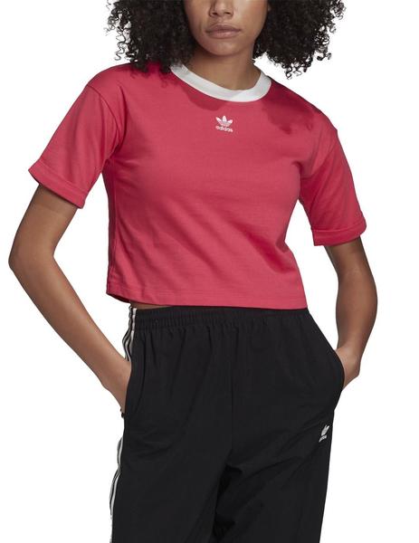 Camiseta Adidas Crop Top Rosa/Blanco Mujer