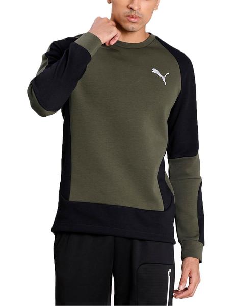Sudadera Puma Evostripe Crew Verde Negro Hombre