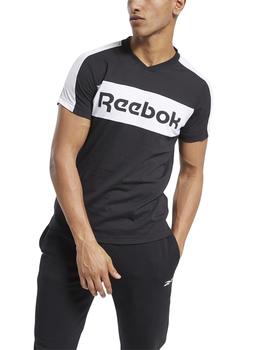 Camiseta Reebok TE LL SS  Negro/Blanco Hombre