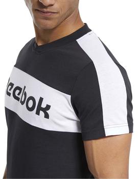 Camiseta Reebok TE LL SS  Negro/Blanco Hombre