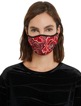Mascarilla Desigual Japan Flower Revers Rojo/Negro