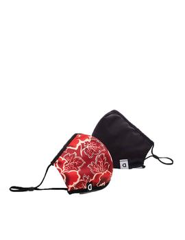 Mascarilla Desigual Japan Flower Revers Rojo/Negro