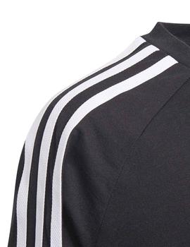 Camiseta Adidas 3Stripes LS Negro/Blanco Niño