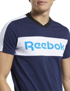 Camiseta Reebok TE LL SS Marino/Blanco Hombre