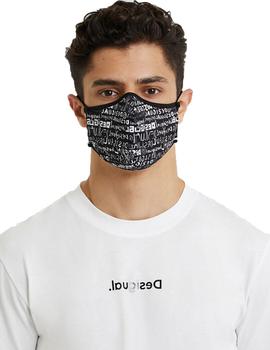 Mascarilla Desigual Logo Reversible Negro/Blanco