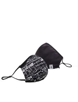 Mascarilla Desigual Logo Reversible Negro/Blanco