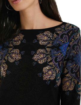 Camiseta Desigual Cannes 3/4 Negro Mujer