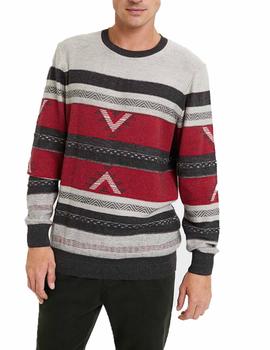 Jersey Desigual Lander Gris/Rojo Hombre