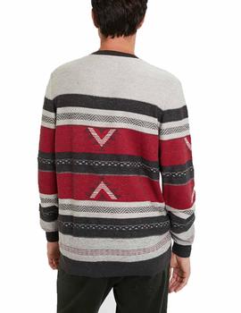 Jersey Desigual Lander Gris/Rojo Hombre