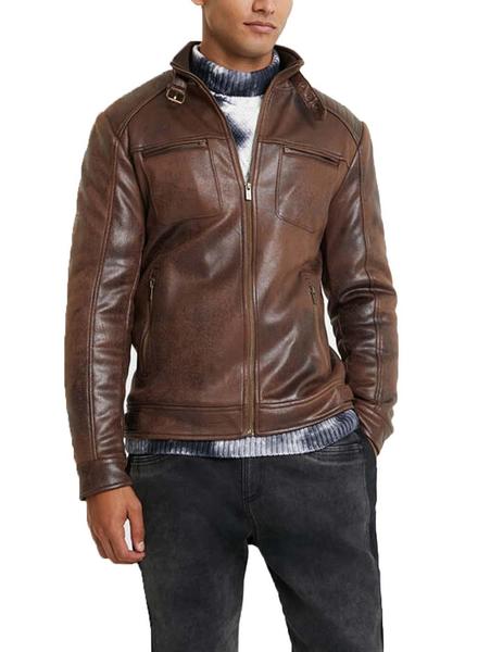 Chaqueton De Piel Marron Hombre